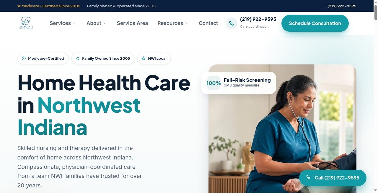 All Points Home Health website screenshot